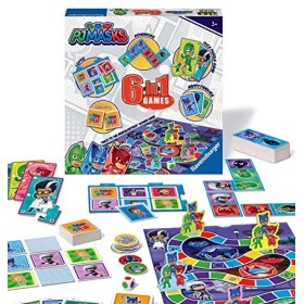 Ravensburger PJ Masks-Set 6 in 1 per Bambini e Famiglie dai 3 Anni in su, Include 6 Giochi Classici: Bingo, Memoria, Domino, Ser