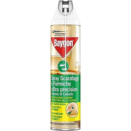 Baygon Spray con Cannuccia Extra Precision, Insetticida per la Cucina, Efficace contro gli Scarafaggi e Formiche, 1 Confezione d