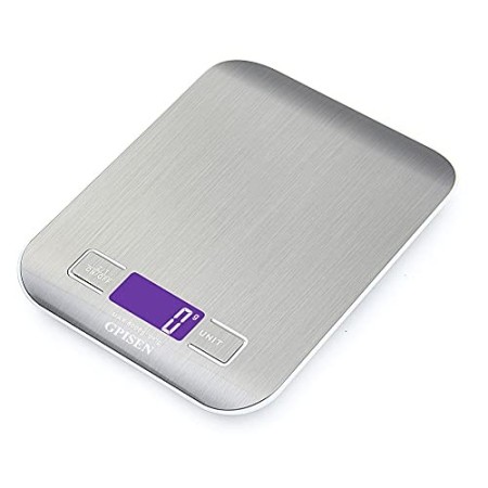 GPISEN Bilancia da Cucina Smart Digitale con Funzione Tare,5kg/11 lbs Professionale Acciaio Inox Alta Precision Bilancia Elettro