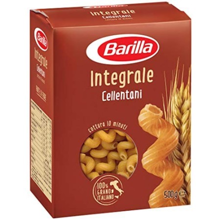 Barilla Pasta Cellentani Integrali, Pasta Corta di Semola Integrale di Grano Duro, Integrale, 500 g