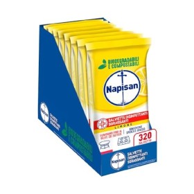 Napisan, 320 Salviette Igienizzanti, Multisuperfici e Biodegradabili, 8 Confezioni da 40 Pezzi, Limone