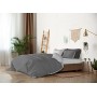 Italian Bed Linen Natural Color Parure Copripiumino con Sacco e Federe, 100% Cotone, Grigio Chiaro/Fumo, Matrimoniale, 3 unità