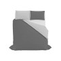 Italian Bed Linen Natural Color Parure Copripiumino con Sacco e Federe, 100% Cotone, Grigio Chiaro/Fumo, Matrimoniale, 3 unità