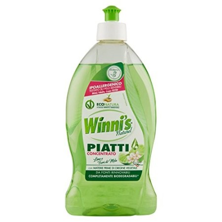 Winni'S - Detergente Piatti, Naturel, Concentrato, Ipoallergenico, Con Materie Prime Di Origine Vegetale, Lime E Fiori Di Mela -