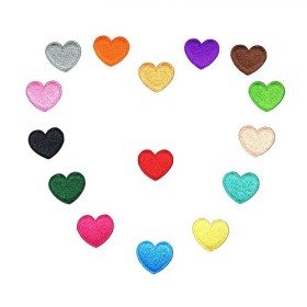 Xunhui - Toppa ricamata da cucire o applicare con ferro da stiro a forma di cuore, set da 15 pezzi, colori vari, accessori per i