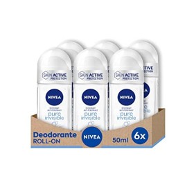 Nivea Pure Invisible Roll-On Deodorante in Confezione da 6 x 50 ml, Antitraspirante, Profumato Delicato, Regola la Traspirazione