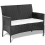 Totò Piccinni Set Praga Salotto Completo di Divano 2 Poltrone e Tavolino in Vetro e Poly Rattan Struttura in Acciaio con Cuscin