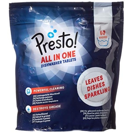 Marchio Amazon - Presto! Pastiglie per lavastoviglie 120 lavaggi (2 confezioni da 60 lavaggi)