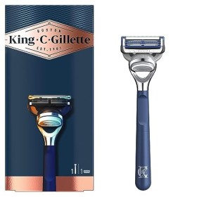 King C. Gillette Rasoio per il Collo da Uomo + 1 Lametta con Ottime e Affilate Lame di Gillette in Acciaio Inossidabile