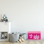 Relaxdays Pouf per Bambini, Contenitore per Giocattoli, Pieghevole, Bimbi e Bimbe, Salvaspazio, Principesse e Fate, Rosa, 36 x 6