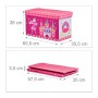 Relaxdays Pouf per Bambini, Contenitore per Giocattoli, Pieghevole, Bimbi e Bimbe, Salvaspazio, Principesse e Fate, Rosa, 36 x 6