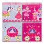 Relaxdays Pouf per Bambini, Contenitore per Giocattoli, Pieghevole, Bimbi e Bimbe, Salvaspazio, Principesse e Fate, Rosa, 36 x 6