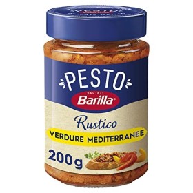 Barilla Sugo Pesto Rustico Mediterraneo, con Zucchine, Peperoni e Pomodori, Senza Glutine – 200 g