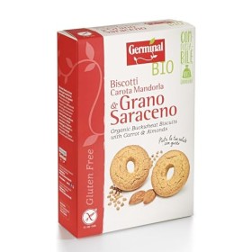 Germinal Bio Biscotti Carota Mandorla Grano Saraceno - 8 confezioni da 250gr - 2000 gr, Senza glutine