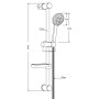 Asta Doccia Saliscendi 006 Completo Doccetta 3 Funzioni Multigetto H 65 CM