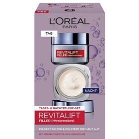 L'Oréal Paris, Revitalift Filler, kit per la cura del viso antietà e la cura notturna, antirughe e volume, concentrato di acid