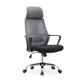 GARDENIA Poltrona Ufficio Schienale a Rete Traspirante con Poggiatesta Regolabile e Support Lombare Genius, Grigio, XL