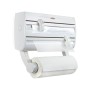 Leifheit Parat F2 ComfortLine Portarotoli per 3 rotoli, Taglia rotoli con ripiano portaspezie, Portarotolo cucina carta, pellico