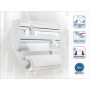Leifheit Parat F2 ComfortLine Portarotoli per 3 rotoli, Taglia rotoli con ripiano portaspezie, Portarotolo cucina carta, pellico