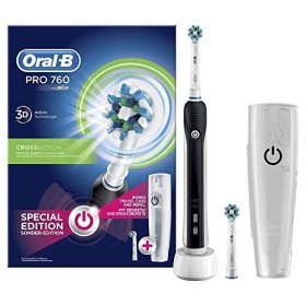 Oral-B Pro 1-760 Spazzolino Elettrico Ricaricabile, 2 Testine, 1 Custodia da Viaggio in Regalo, Nero