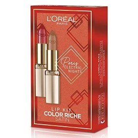 L'Oréal Paris Makeup Cofanetto Idea Regalo Donna, 2 Rossetti Satinati Color Riche, 345 Cherry Crystal e 116 Charme Doré