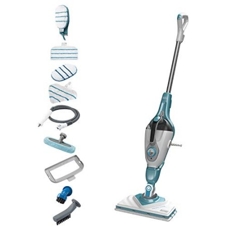 BLACK+DECKER Scopa a Vapore Lavapavimenti Steam Mop 11 Accessori, con Guanto che Emette Vapore, con Tecnologia Autoselect per la