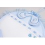 Fiocco Nascita Scarpette | con inserto in tela aida da ricamare | 27 x 27 cm - Azzurro