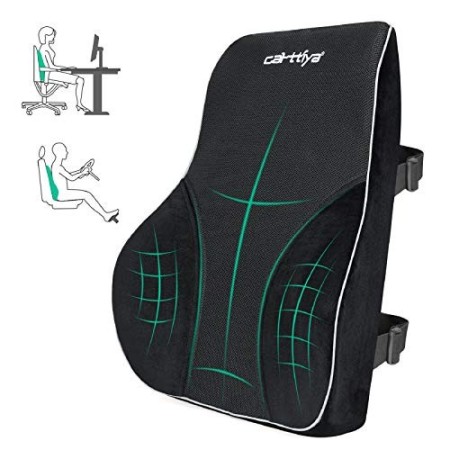 Cuscino Lombare Ortopedico, Carttiya Cuscino Sedia Ergonomico Memory Foam con Cinghie Regolabili per Auto Sedia Ufficio, Sciatic