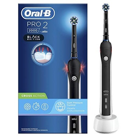 Oral-B Pro 2 2000 Spazzolino Elettrico Ricaricabile, 1 Spazzolino con Sensore di Pressione dello Spazzolamento Visibile, 1 Testi