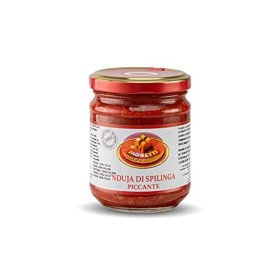 Moretti® Nduja Calabrese Piccante Artigianale e Originale NO OGM Salame Spalmabile e Cremosa in Vasetto da 180gr Fatto In Calab