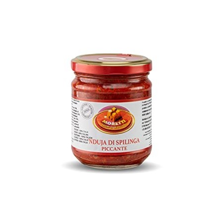 Moretti® Nduja Calabrese Piccante Artigianale e Originale NO OGM Salame Spalmabile e Cremosa in Vasetto da 180gr Fatto In Calab