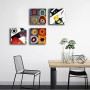 Quadri Moderni stile KANDINSKY 4 pz. 30x30 cm pezzi giallo blu rosso Stampa su Tela CANVAS Arredamento XXL Arredo soggiorno salo