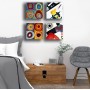 Quadri Moderni stile KANDINSKY 4 pz. 30x30 cm pezzi giallo blu rosso Stampa su Tela CANVAS Arredamento XXL Arredo soggiorno salo