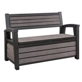 Keter Hudson Panca contenitore, Resina, Capienza 260 L, Grigio Scuro, 132.7 x 61.2 x 89 cm