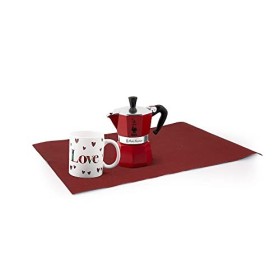 Bialetti Set Moka Express, Caffettiera Red 2 Tazze + Mug + Tovaglietta, Alluminio