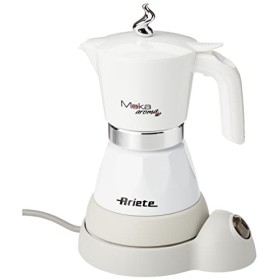 Ariete 1358 Moka Aroma - Moka elettrica 2/4 tazze, 400W, Autospegnimento, Mantenimento temperatura per 30', Bianco