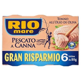 Rio Mare, Tonno all'Olio di Oliva Pescato a Canna, 6 Lattine da 80 g
