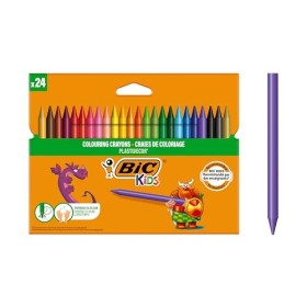 Bic Kids Plastidecor Pastelli Colorati, Confezione da 24 Pastelli Colori Assortiti, Ottimi per Colorare a Scuola e a Casa