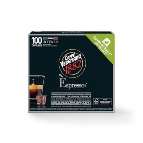 Caffè Vergnano 1882 Èspresso Capsule Caffè Compatibili Nespresso Compostabili, Intenso - Pack da 100 Capsule