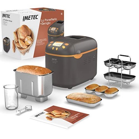 Imetec La Panetteria +Zeroglu, Macchina per Pane, Ciabatte, Panini, Dolci con Farine Naturali e Senza Glutine, 20 Programmi, 2 P
