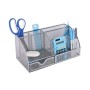 Osco - Organizer da scrivania, grande, in rete, resistente ai graffi, con cuscinetti in gomma, colore: Argento, silver