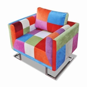 VidaXL - Poltrona a Cubo con Gambe Cromate, 85.5 x 63 x 74 cm, Multicolore