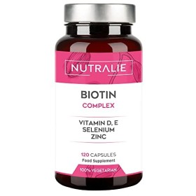 Biotina 10.000 mcg | Vitamine D e E, Selenio e Zinco | Contribuisce alla Crescita dei Capelli, Pelle ed Unghie | 120 Capsule | P