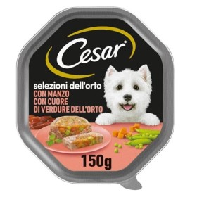 Cesar Selezioni dell'orto Cibo per Cane con Manzo con cuore di verdure dell'orto 150 g - 14 Vaschette, l'imballaggio può variar