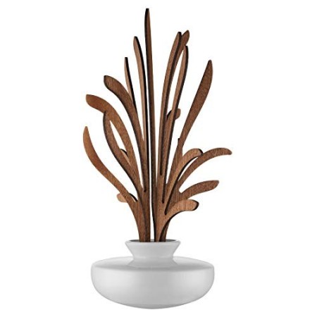 Alessi The Five Season MW64 4S W, Diffusore a Foglie per Ambiente in Porcellana, Foglie in Legno di Mogano, Grr, Bianco