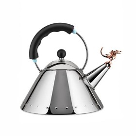 Alessi 9093REX B Tea Rex Bollitore di Design con Manico e Fischietto a Forma di Drago, Acciaio Inox, Nero