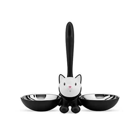 Alessi Tigrito AMMI09 B Ciotola per Animali di Design, Acciaio Inox 18/10 e Resina Termoplastica, Nero