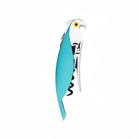 Alessi AAM32 AZ Parrot Cavatappi per Vino di Design, in Alluminio Pressofuso e PC, Azzurro