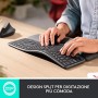 Logitech ERGO K860 Tastiera Split Wireless Ergonomica con Supporto per i Polsi, Digitazione Comoda, Tessuto Antimacchia, Windows