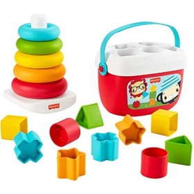 Fisher-Price- Eco Set Piramide 5 Anelli e Blocchi Assortiti, per Lo Sviluppo Giocattolo per Bambini 6+Mesi, GRF11